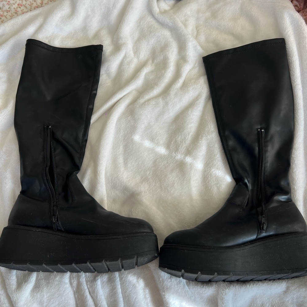 Black Platform Knee High Steve Madden Boots